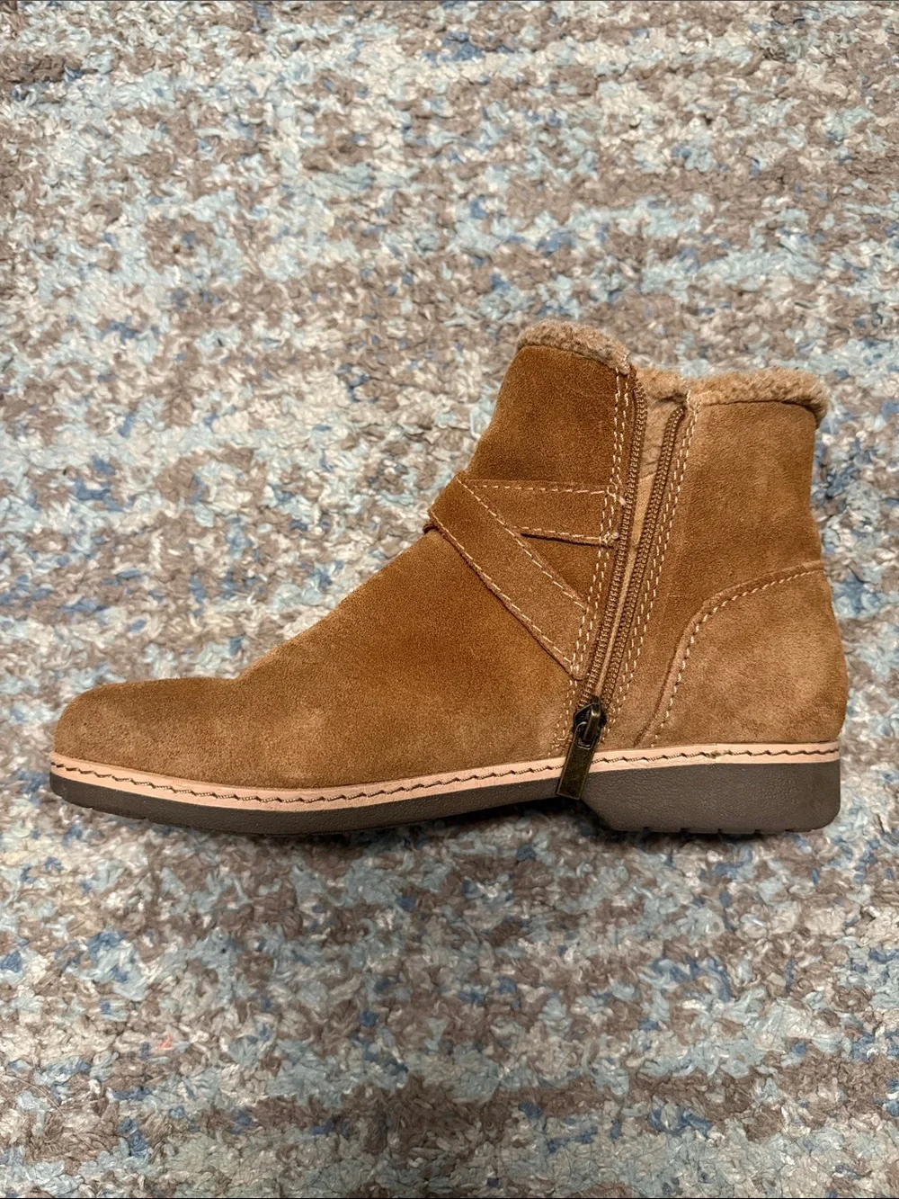 Women’s Earth Brand Cozy Suede Fold-Over Ankle Boots in Brown 9M